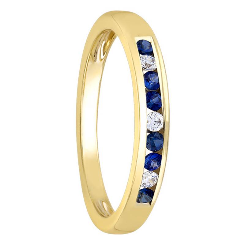 Yellow 375 or 750/1000 Gold Ring with 0.06 ct Diamonds & 0.18 ct Sapphires - Aurora