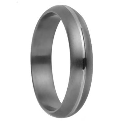 Mycènes 750/1000 White Gold & Titanium Comfort Half-Round Wedding Ring 5 mm - Aurodesign