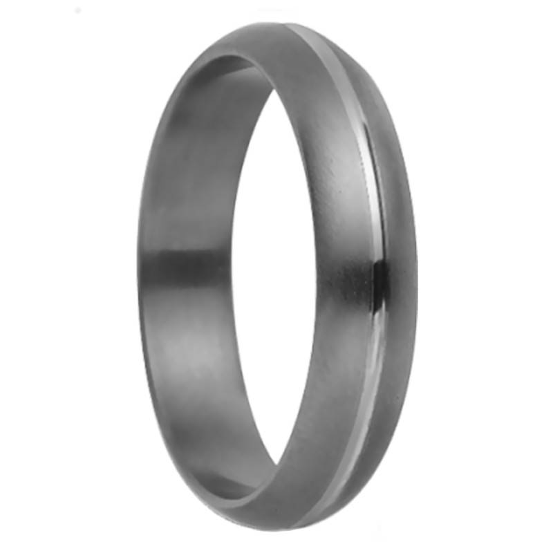 Mycènes 750/1000 White Gold & Titanium Comfort Half-Round Wedding Ring 5 mm - Aurodesign