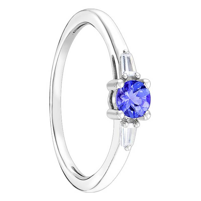 White Gold 375 or 750 Tanzanite 0.28 ct & Diamond Accent Solitaire Ring - Aurora