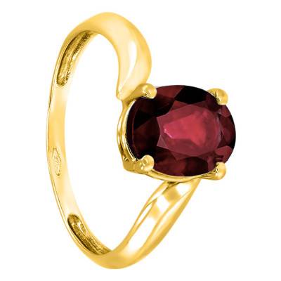 Bague en Or Jaune 375 & Grenat ovale - Aurora