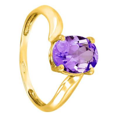 Bague en Or Jaune 375 & Améthyste ovale - Aurora