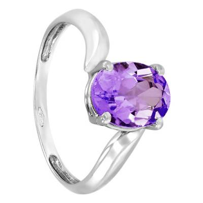 Bague, Or Blanc 375 & Améthyste ovale - Aurora