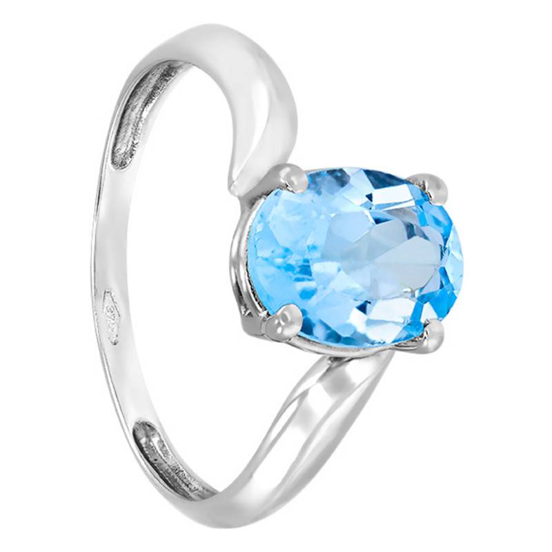 Oval Topaz 2,20 cts Solitaire Ring in 375 White Gold - Aurora
