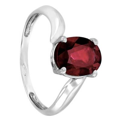 Bague, Or Blanc 375 & Grenat Ovale - Aurora