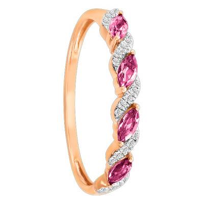 375 Rose Gold Diamond and Tourmaline Ring 0.27 ct - Aurora