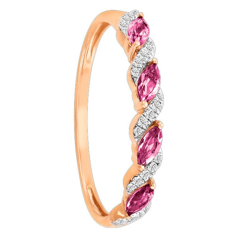 375 Rose Gold Diamond and Tourmaline Ring 0.27 ct - Aurora