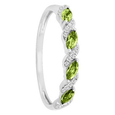375/1000 White Gold Diamonds & Peridot 0.27 ct Ring - Aurora