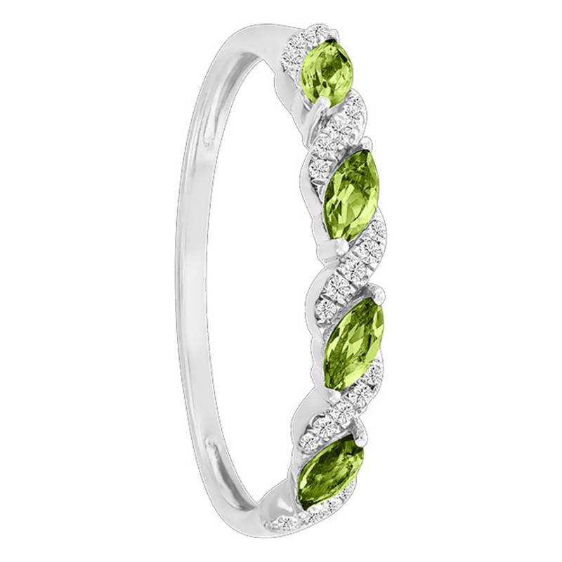 375/1000 White Gold Diamonds & Peridot 0.27 ct Ring - Aurora