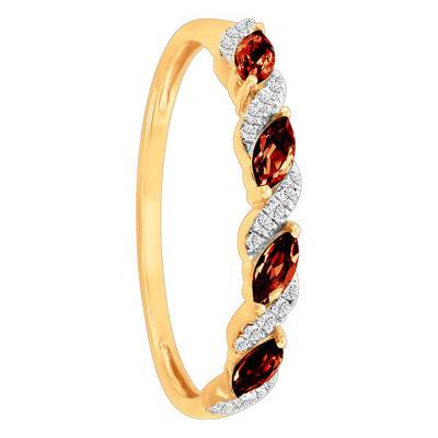 375/1000 Yellow Gold Diamonds & Garnet 0.27 ct Ring - Aurora