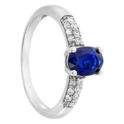 1.06 ct Sapphire and 0.15 ct Diamond Solitaire Ring in 750 White Gold - Aurora