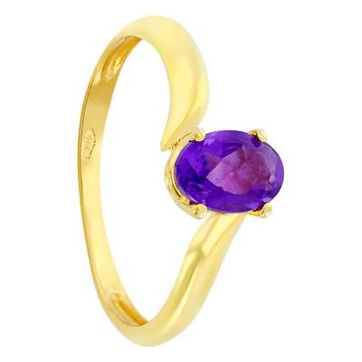 375/1000 Yellow Gold Oval Amethyst 1,06 ct Solitaire Ring - Aurora