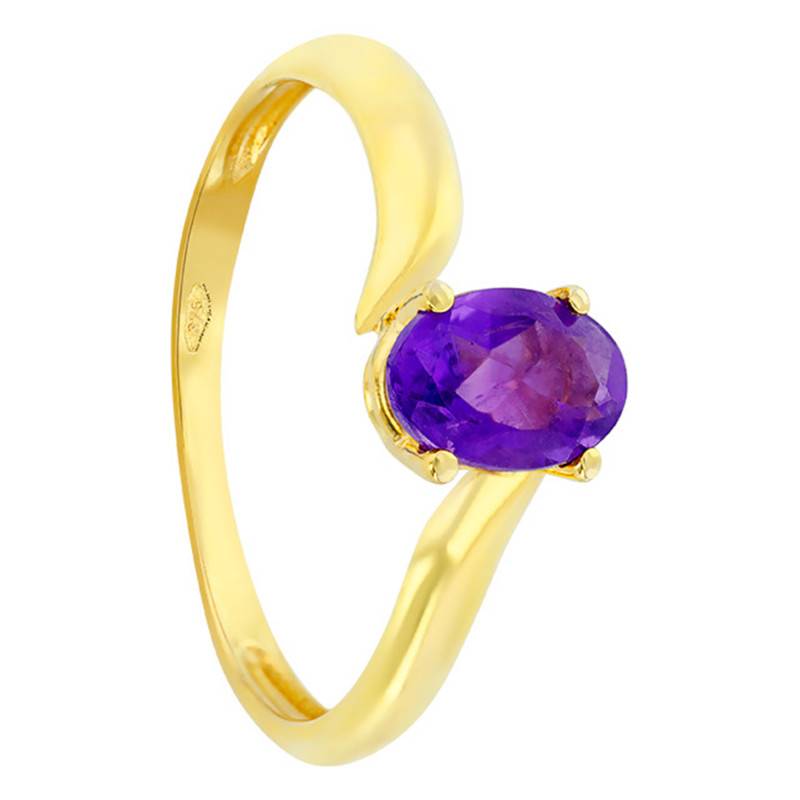 375/1000 Yellow Gold Oval Amethyst 1,06 ct Solitaire Ring - Aurora