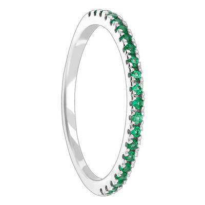 375/1000 White Gold & Emerald Half Eternity Band - Aurora