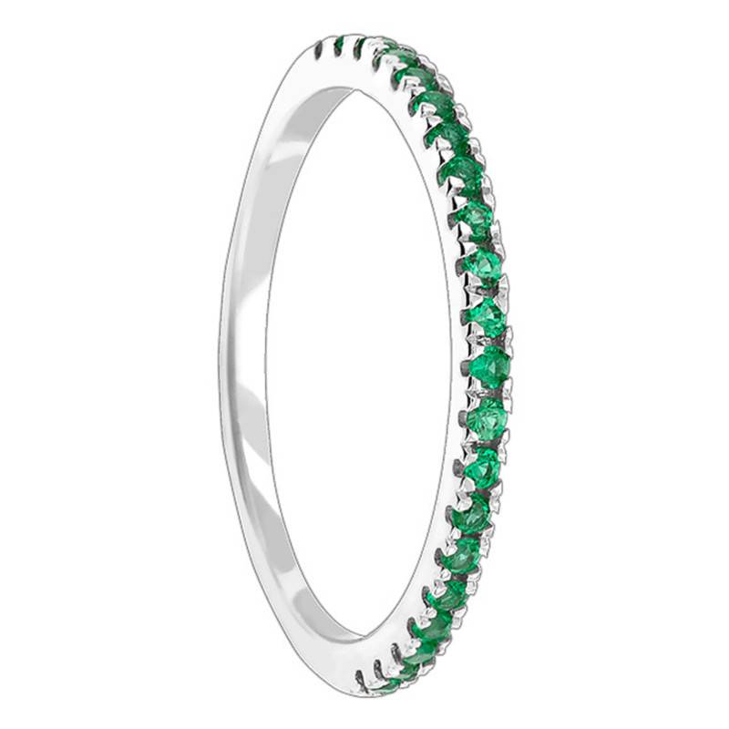 375/1000 White Gold & Emerald Half Eternity Band - Aurora
