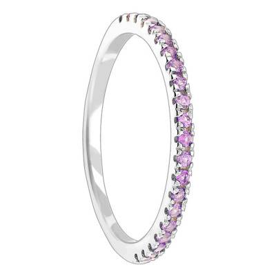 Bague Half Eternity Or Blanc 375, Saphirs Roses - Aurora
