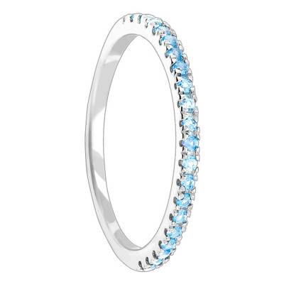White 375 Gold & Blue Topaz Half Eternity Band - Aurora