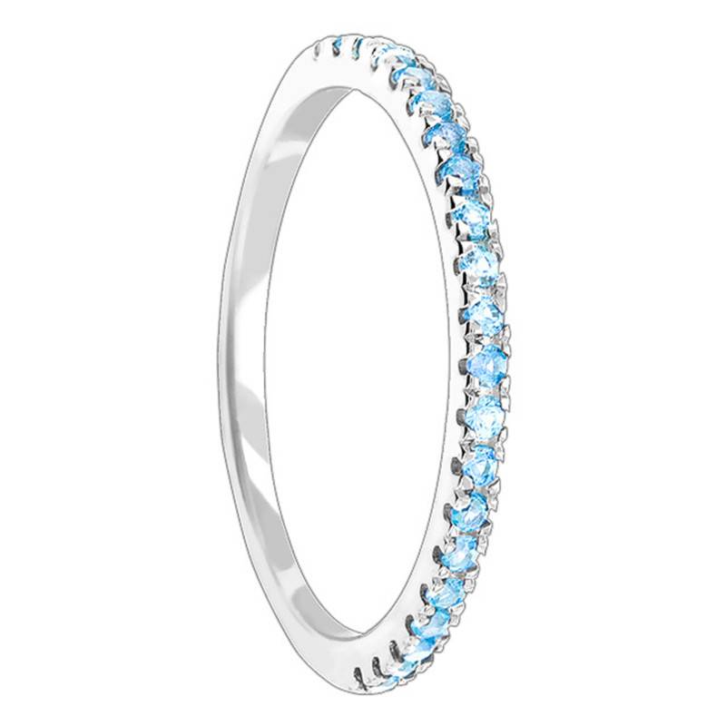 White 375 Gold & Blue Topaz Half Eternity Band - Aurora