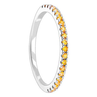 Bague Half Eternity Citrine Or Blanc 375 - Aurora
