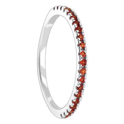 Bague Half Eternity Grenat Or Blanc 375 - Aurora