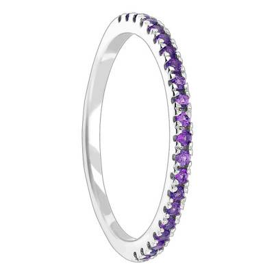 White Gold & Amethyst Half Eternity Band - Aurora