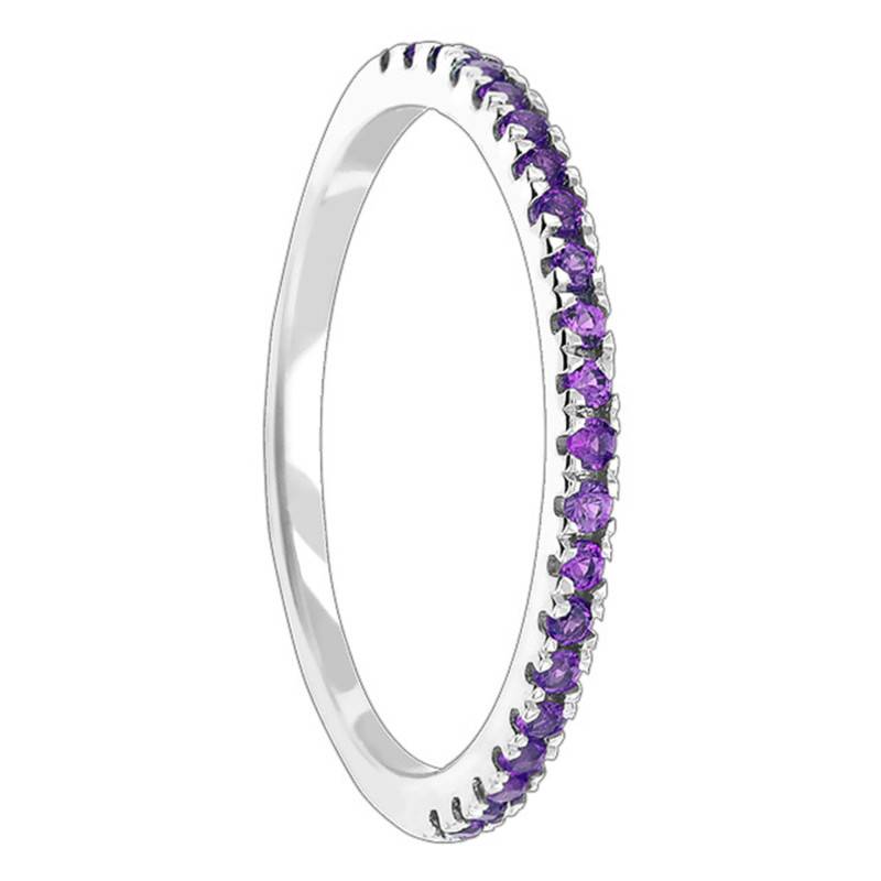 White Gold & Amethyst Half Eternity Band - Aurora