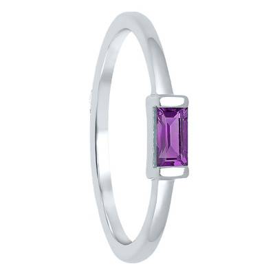 Bague Or Blanc 375 & Améthyste 0.25 ct - Aurora