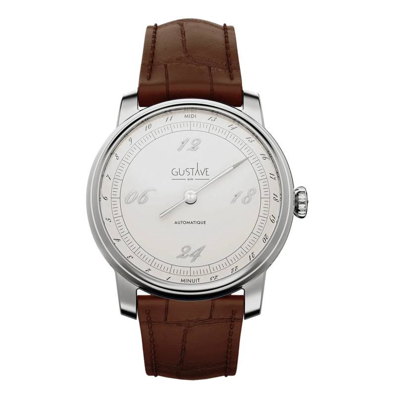 Silver & White 24H Paul Watch 39mm - Gustave & Cie