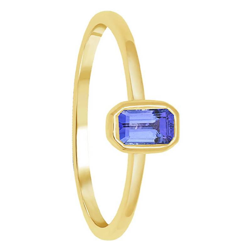Tanzanite Baguette-Cut Yellow Gold 375 Solitaire Ring - Aurora