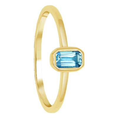 Bague, Or Jaune 375 & Topaze Bleue - Aurora