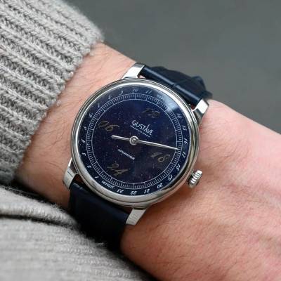 Silver & Aventurine 24H Paul 39mm Watch - Gustave & Cie