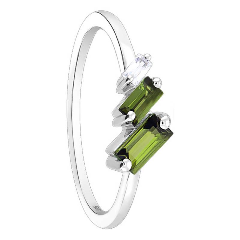 White Gold Ring with Diamond & Green Tourmaline - Aurora