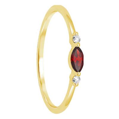 750/1000 Yellow Gold Garnet and Diamond Solitaire Ring - Aurora