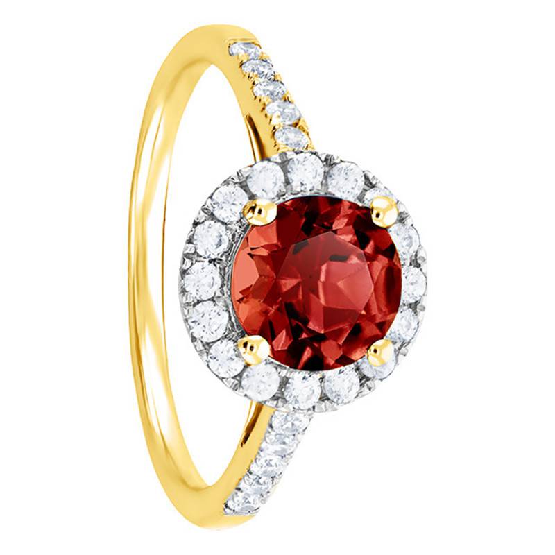 750/1000 Yellow Gold Garnet 1.55 ct & Diamond Solitaire Ring - Aurora