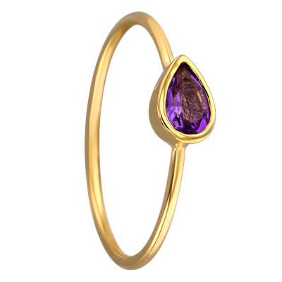 Bague Goutte d'Eau Or Jaune 375 et Améthyste - Aurora