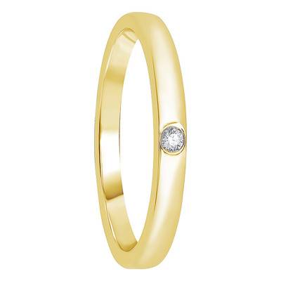 Bague de Fiançaille Demi-Bombée Allégée en Or Jaune 375 & Diamant 0,02 ct - Alliantine