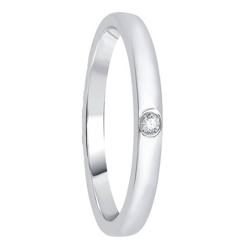 Alliance Demi-Bombée Allégée en Or Blanc 375 & Diamant 0,02 ct - Alliantine