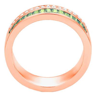 750 Rose Gold, 0.15 ct Diamond & 1.10 ct Green Sapphire Ring - Aurora