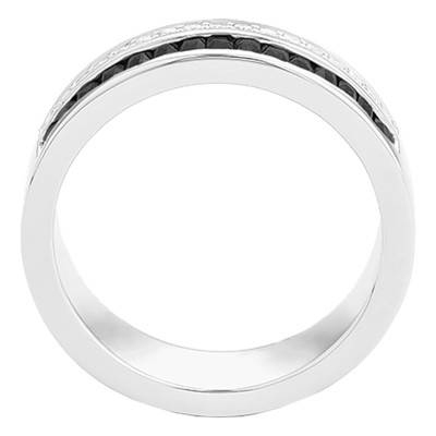 Bague Or Blanc 750, Saphirs Noirs 1,04 ct, Diamants 0,15 ct - Aurora