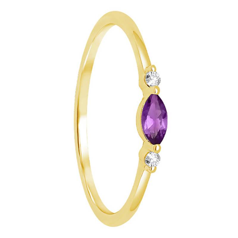 Diamond & Amethyst Shoulder-Set Solitaire Ring, 375/1000 Yellow Gold - Aurora