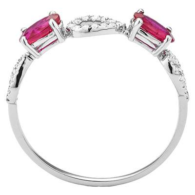 750 White Gold, 0.10 ct Diamond & 0.60 ct Ruby Ring - Size 50 - Aurora