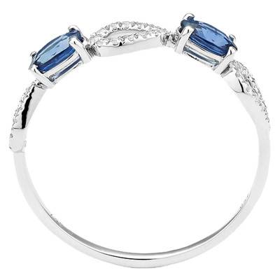 Bague Or Blanc 750, Saphirs 0,60 ct, Diamants 0,10 ct - Aurora