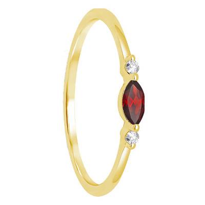 Bague Or Jaune 375, Grenat & Diamants - Aurora