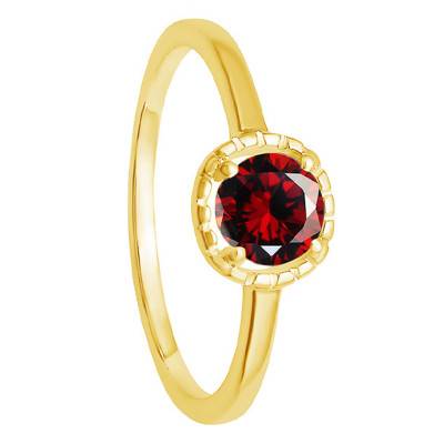 375 Yellow Gold Garnet Solitaire Ring - Aurora