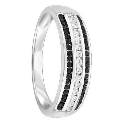 Bague Meloe en Or Blanc 750 & Diamants Noir et Blanc - Alliantine