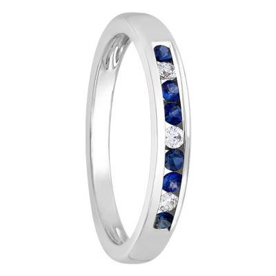 White 375/1000 or 750/1000 Gold, 0.06 ct Diamonds & 0.18 ct Sapphires Ring - Aurora