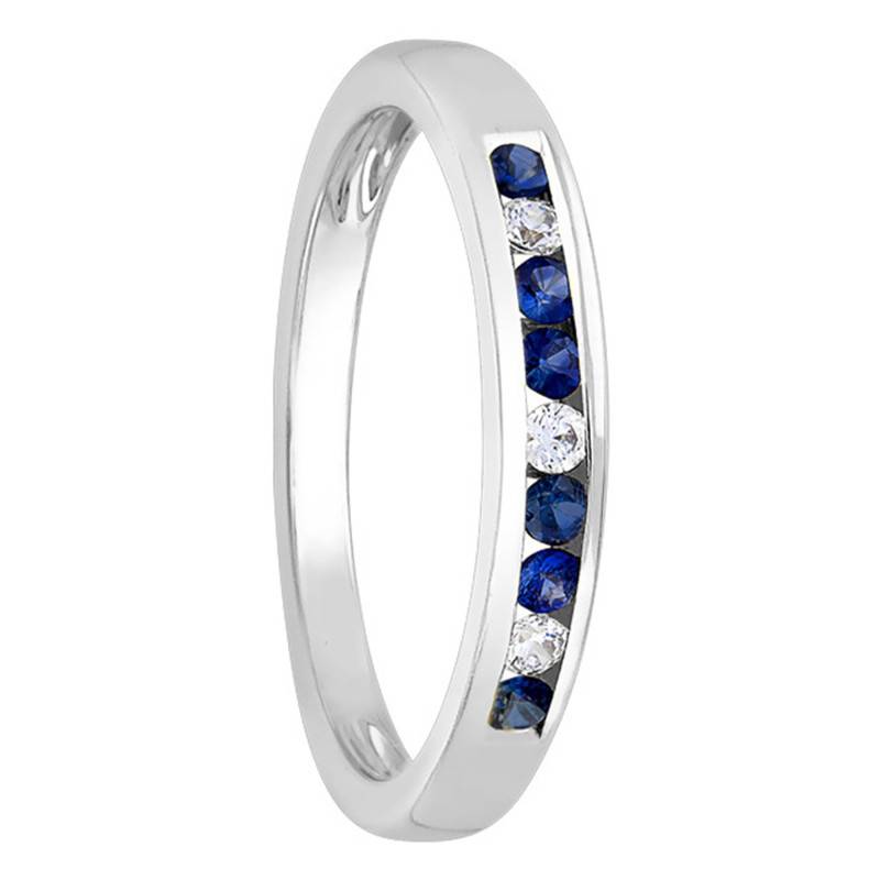 White 375/1000 or 750/1000 Gold, 0.06 ct Diamonds & 0.18 ct Sapphires Ring - Aurora
