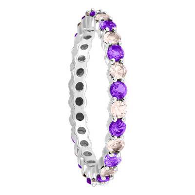 Bague Morganite, Améthyste & Or Blanc 375 - Aurora
