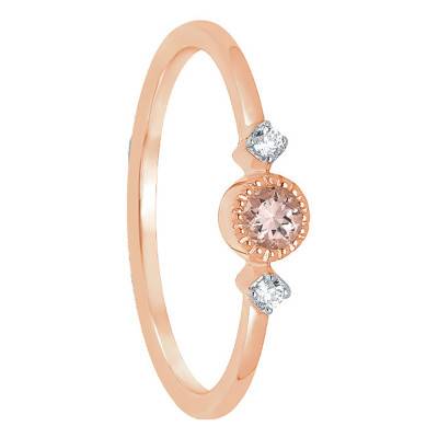 375/1000 Rose Gold Morganite & Diamond Accented Solitaire Lolita Ring - Aurora