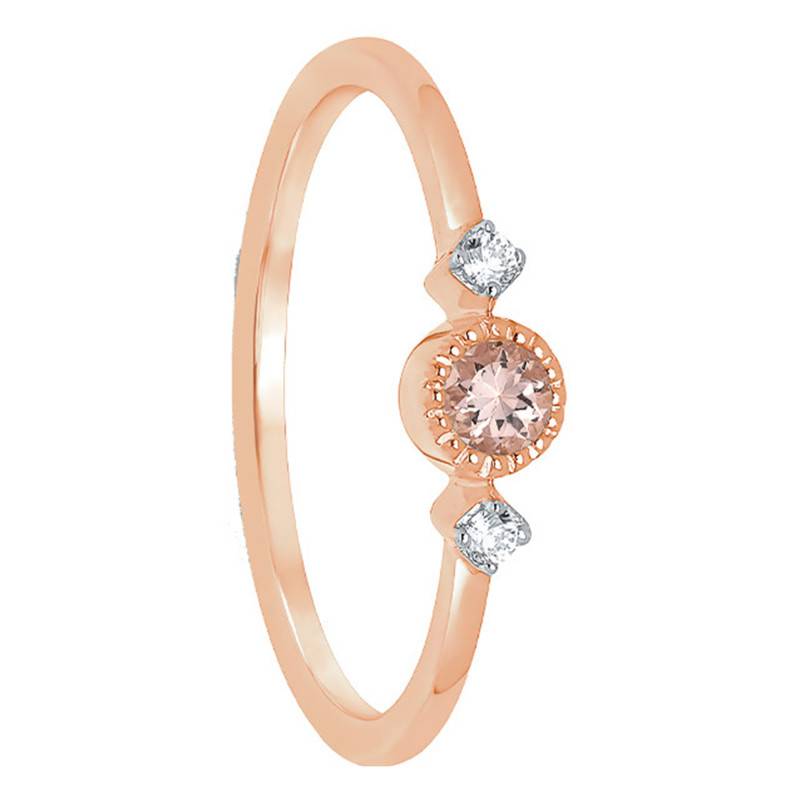 375/1000 Rose Gold Morganite & Diamond Accented Solitaire Lolita Ring - Aurora